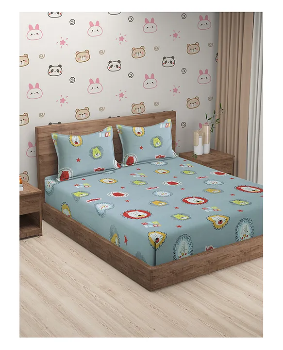 Cartoon print cotton outlet single bed sheet