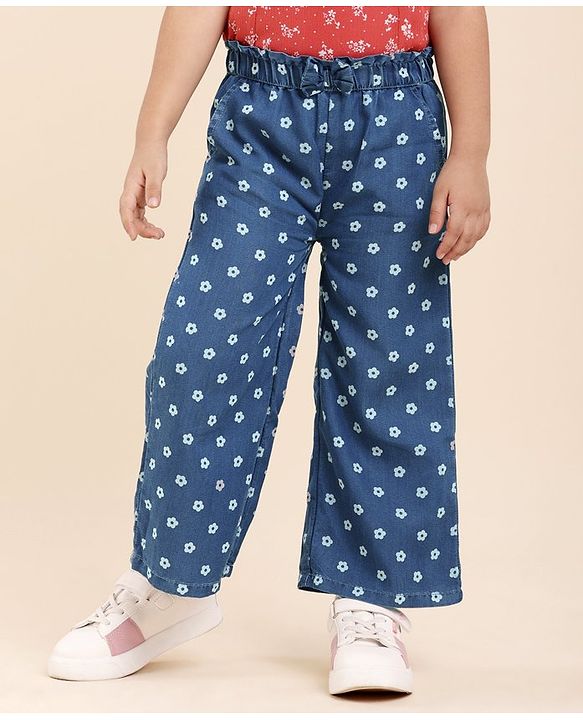 Babyhug Ankle Length Culottes Floral Print - Blue