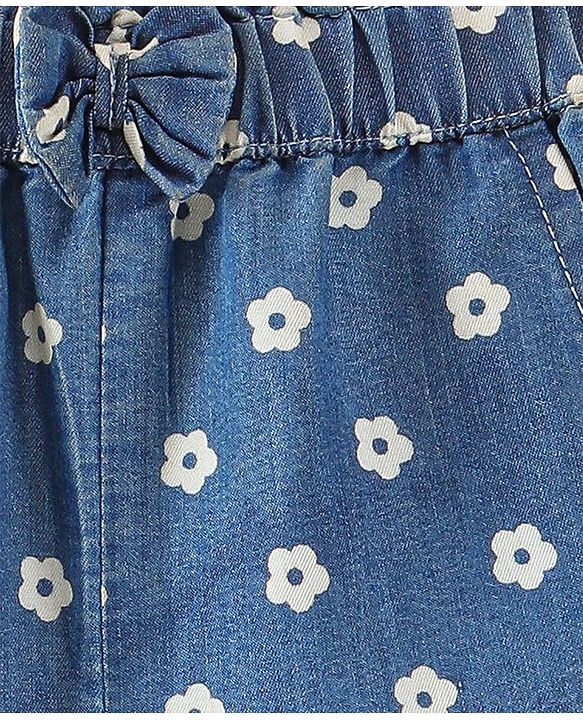 Babyhug Ankle Length Culottes Floral Print - Blue