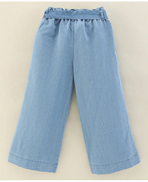 Babyhug Cotton Ankle Length Washed Denim Capris - Blue