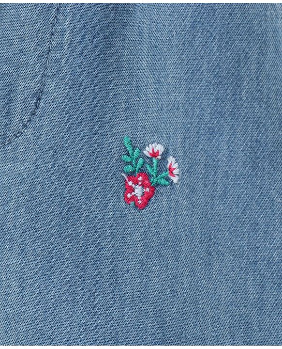 Babyhug Denim Full Length Jeans Floral Embroidered  - Blue