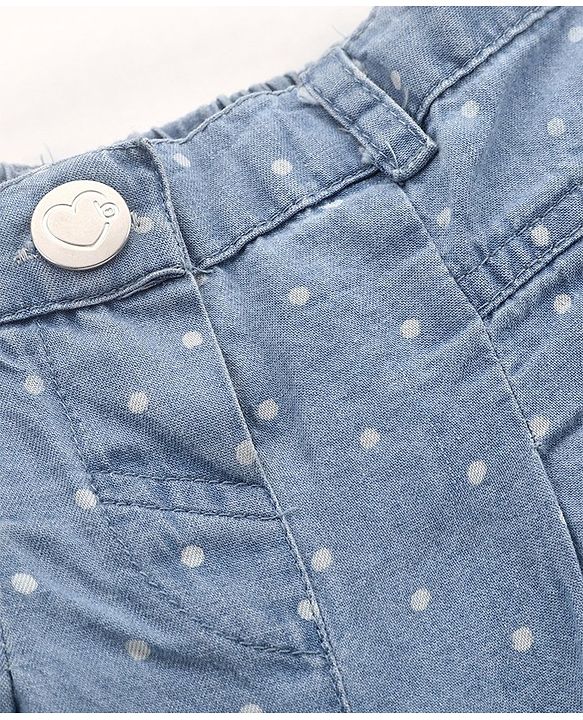 Babyhug Denim Full Length Jeans Polka Dot Print - Blue