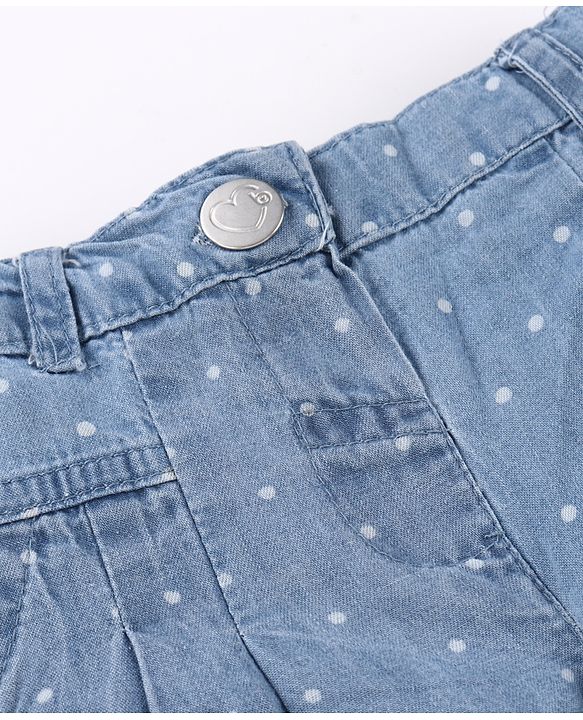 Babyhug Denim Full Length Jeans Polka Dot Print - Blue