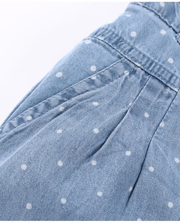 Babyhug Denim Full Length Jeans Polka Dot Print - Blue