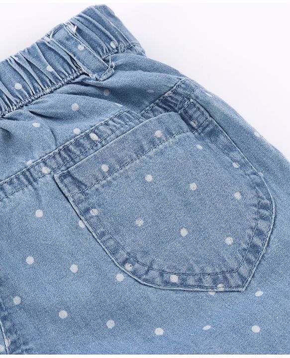 Babyhug Denim Full Length Jeans Polka Dot Print - Blue