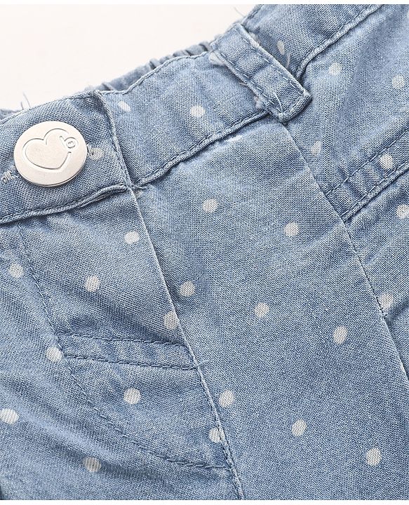 Babyhug Denim Full Length Jeans Polka Dot Print - Blue