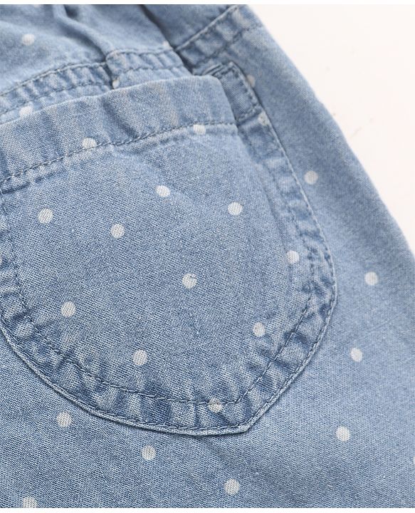 Babyhug Denim Full Length Jeans Polka Dot Print - Blue