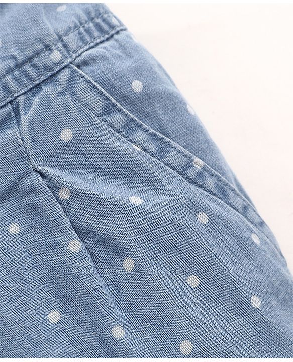 Babyhug Denim Full Length Jeans Polka Dot Print - Blue