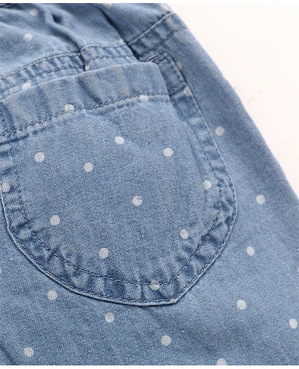 Babyhug Denim Full Length Jeans Polka Dot Print - Blue