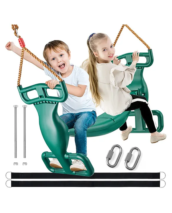 REZNOR Glider Swing Set Dual Ride Rope Tree Swing Seat Kit Green