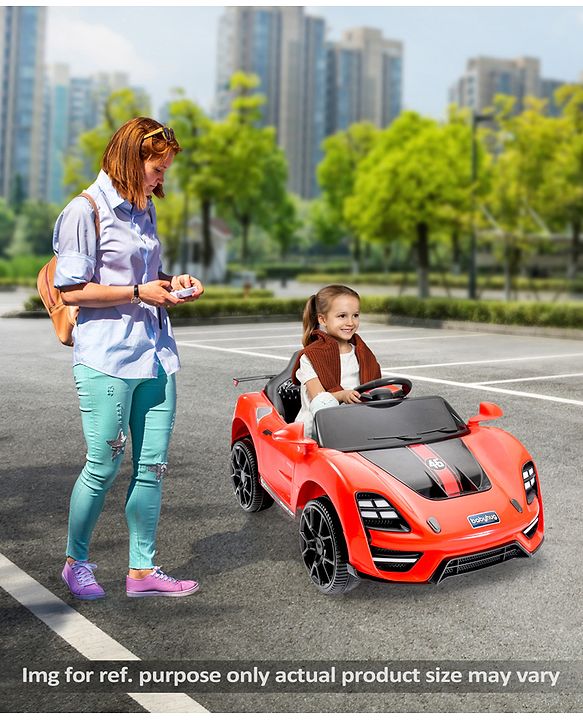 Babyhug Battery Operated Ride On Car with Music & Lights - Red| Forward & Reverse Drive| Wide Comfortable Seat| Rechargeable Battery| Remote Control| Pre-loaded Music with USB & AUX| Easy to Assemble| Wide Comfortable Seat| Easy to Operate