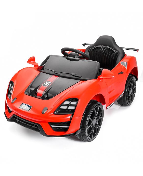 Babyhug Battery Operated Ride On Car with Music & Lights - Red| Forward & Reverse Drive| Wide Comfortable Seat| Rechargeable Battery| Remote Control| Pre-loaded Music with USB & AUX| Easy to Assemble| Wide Comfortable Seat| Easy to Operate