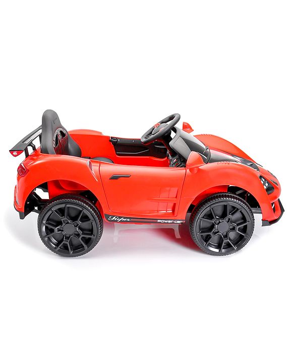 Babyhug Battery Operated Ride On Car with Music & Lights - Red| Forward & Reverse Drive| Wide Comfortable Seat| Rechargeable Battery| Remote Control| Pre-loaded Music with USB & AUX| Easy to Assemble| Wide Comfortable Seat| Easy to Operate