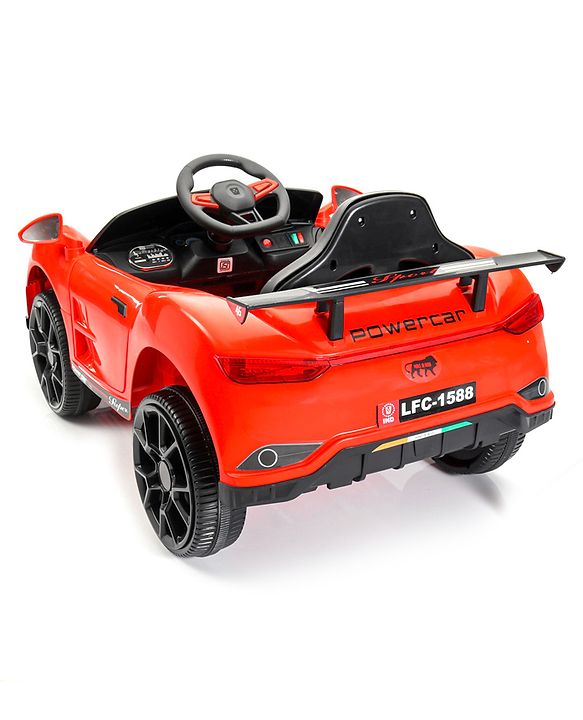Babyhug Battery Operated Ride On Car with Music & Lights - Red| Forward & Reverse Drive| Wide Comfortable Seat| Rechargeable Battery| Remote Control| Pre-loaded Music with USB & AUX| Easy to Assemble| Wide Comfortable Seat| Easy to Operate