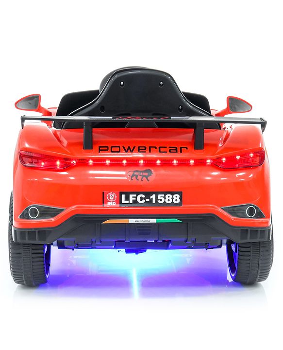 Babyhug Battery Operated Ride On Car with Music & Lights - Red| Forward & Reverse Drive| Wide Comfortable Seat| Rechargeable Battery| Remote Control| Pre-loaded Music with USB & AUX| Easy to Assemble| Wide Comfortable Seat| Easy to Operate