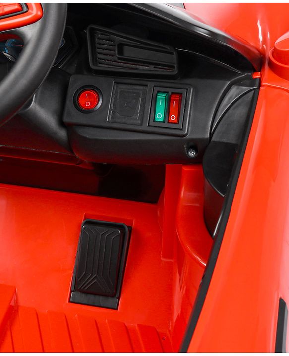 Babyhug Battery Operated Ride On Car with Music & Lights - Red| Forward & Reverse Drive| Wide Comfortable Seat| Rechargeable Battery| Remote Control| Pre-loaded Music with USB & AUX| Easy to Assemble| Wide Comfortable Seat| Easy to Operate