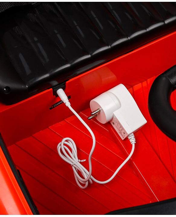 Babyhug Battery Operated Ride On Car with Music & Lights - Red| Forward & Reverse Drive| Wide Comfortable Seat| Rechargeable Battery| Remote Control| Pre-loaded Music with USB & AUX| Easy to Assemble| Wide Comfortable Seat| Easy to Operate