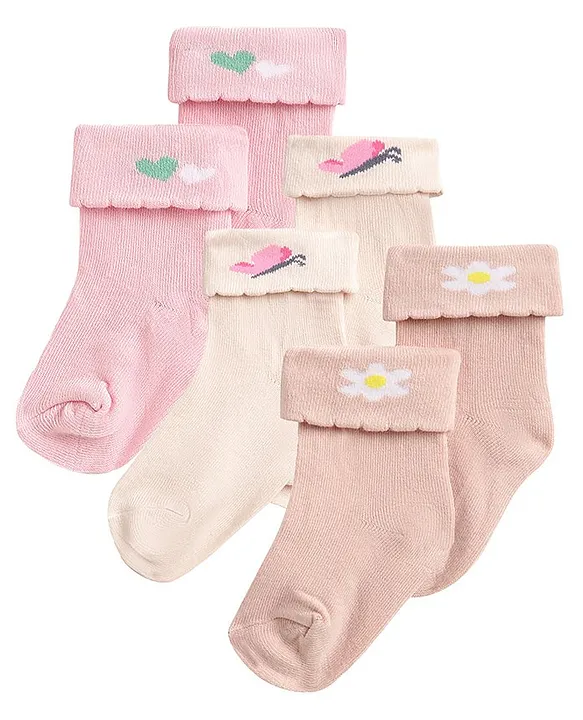 Buy Mi Arcus Pack Of 3 Pair Heart & Butterfly Design Socks Pink for Girls  (12-24Months) Online in India, Shop at  - 12052971