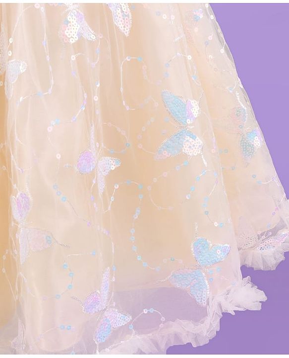 Pine Kids Short Sleeves Sequined Embroidery Party Wear Dress - Ivory