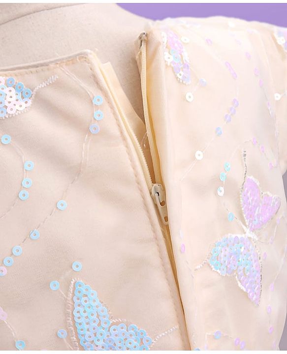 Pine Kids Short Sleeves Sequined Embroidery Party Wear Dress - Ivory
