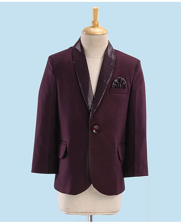 Babyhug Full Sleeves Solid Party Suit With Blazer- Maroon