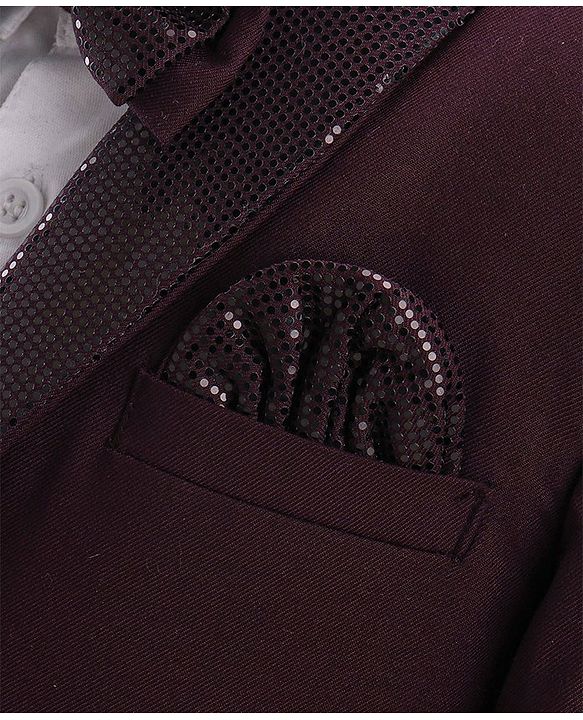 Babyhug Full Sleeves Solid Party Suit With Blazer- Maroon