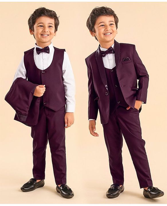 Babyhug Full Sleeves Solid Party Suit With Blazer- Maroon