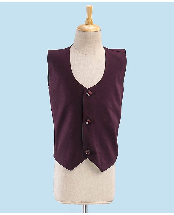 Babyhug Full Sleeves Solid Party Suit With Blazer- Maroon
