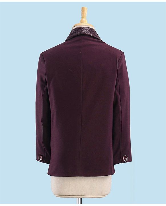 Babyhug Full Sleeves Solid Party Suit With Blazer- Maroon