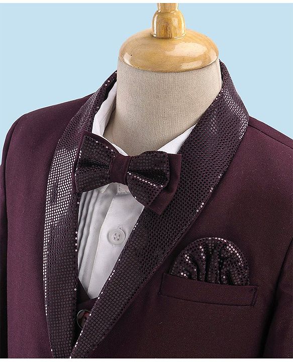 Babyhug Full Sleeves Solid Party Suit With Blazer- Maroon