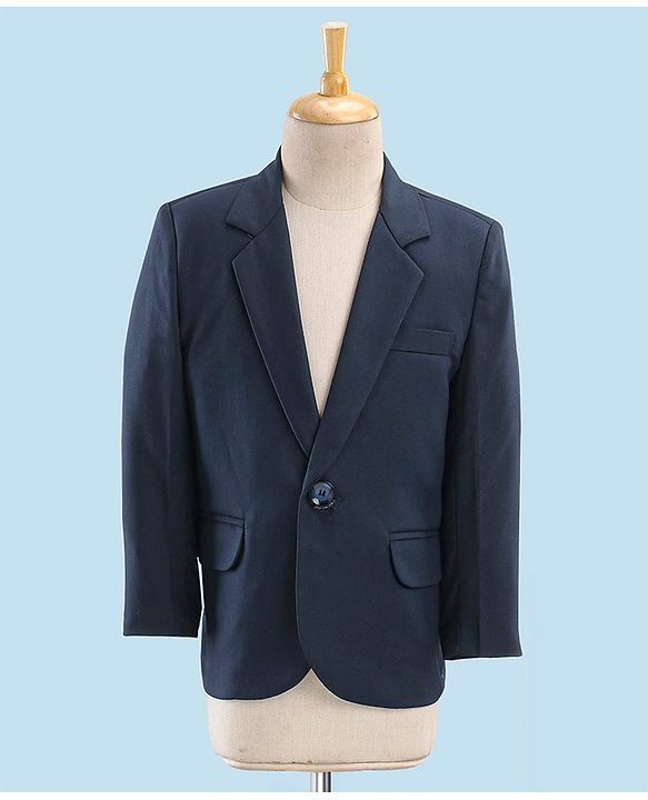 Babyhug Full Sleeves Party Suit With Blazer Solid- Teal Blue