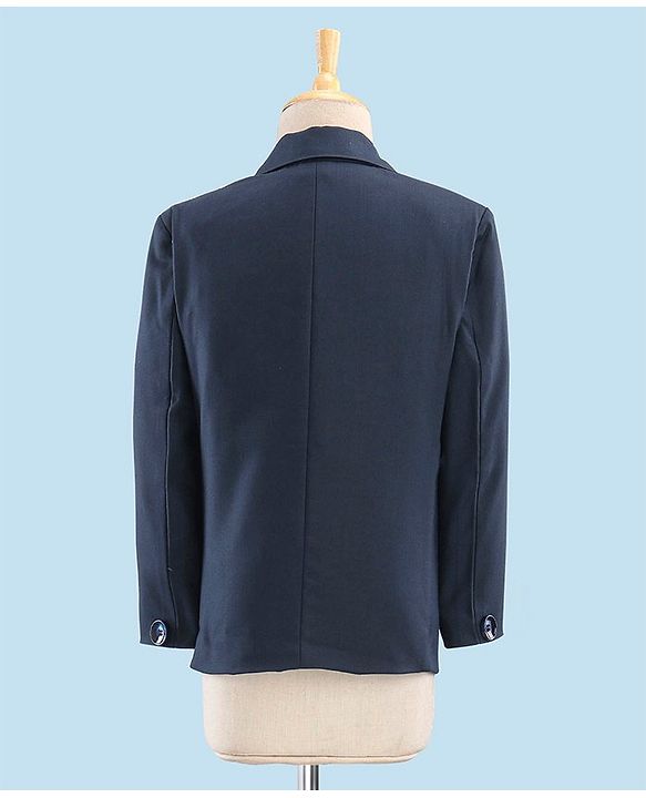 Babyhug Full Sleeves Party Suit With Blazer Solid- Teal Blue
