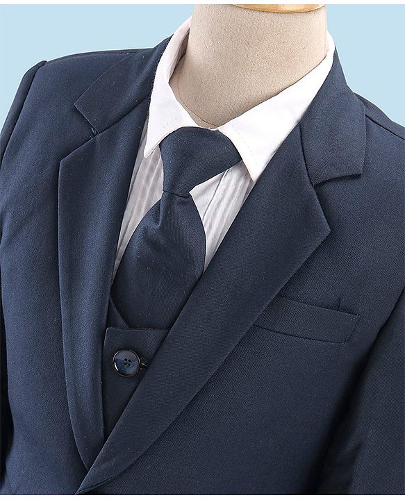 Babyhug Full Sleeves Party Suit With Blazer Solid- Teal Blue