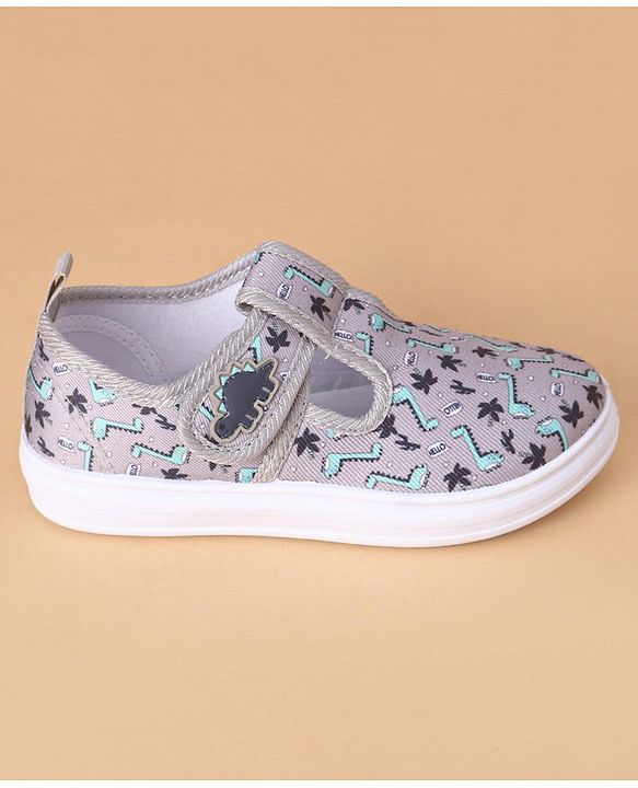 Cute Walk by Babyhug Casual Shoes with Velcro Closure Dino Print - Grey