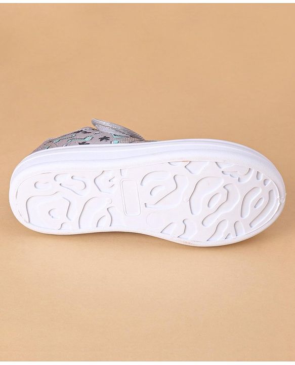 Cute Walk by Babyhug Casual Shoes with Velcro Closure Dino Print - Grey