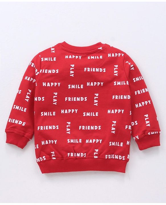 Babyhug Full Sleeves Winter Wear T-Shirt Text Print - Red