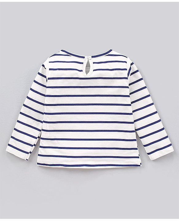 Babyhug Cotton Jersey Knit Full Sleeves Striped T-Shirts Heart & Unicorn Print Pack of 3 - Pink Peach Navy White