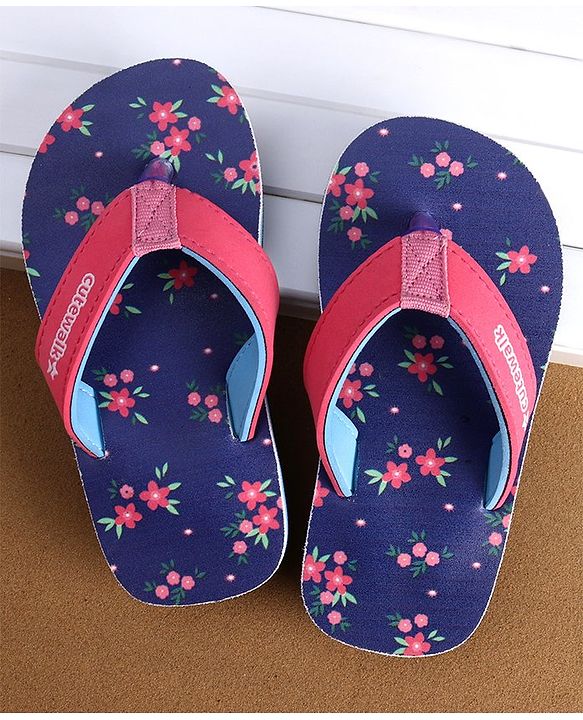 Cute Walk by Babyhug Flip Flops Floral Print - Blue