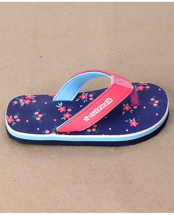 Cute Walk by Babyhug Flip Flops Floral Print - Blue