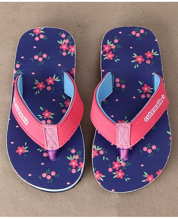 Cute Walk by Babyhug Flip Flops Floral Print - Blue