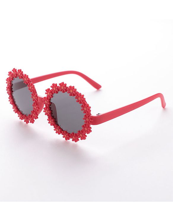 Babyhug Free Size Sunglasses with Floral Design -Red