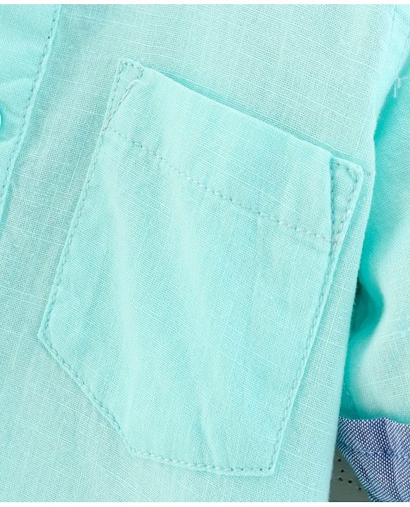 Babyhug Cotton Full Sleeves Kurta Style Shirt - Mint