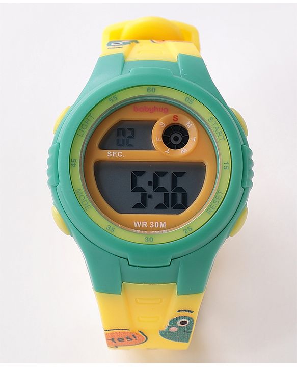 Babyhug Frog Printed Digital Watch -  Yellow
