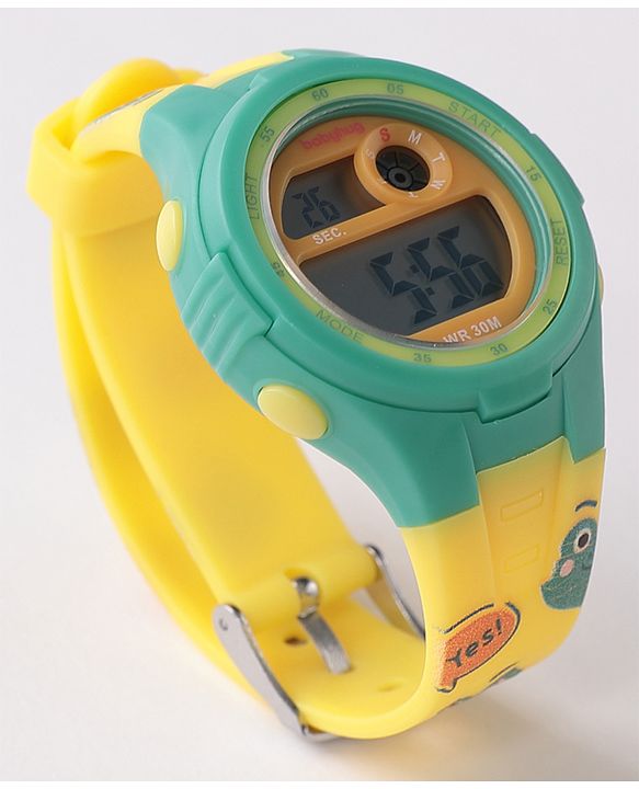 Babyhug Frog Printed Digital Watch -  Yellow