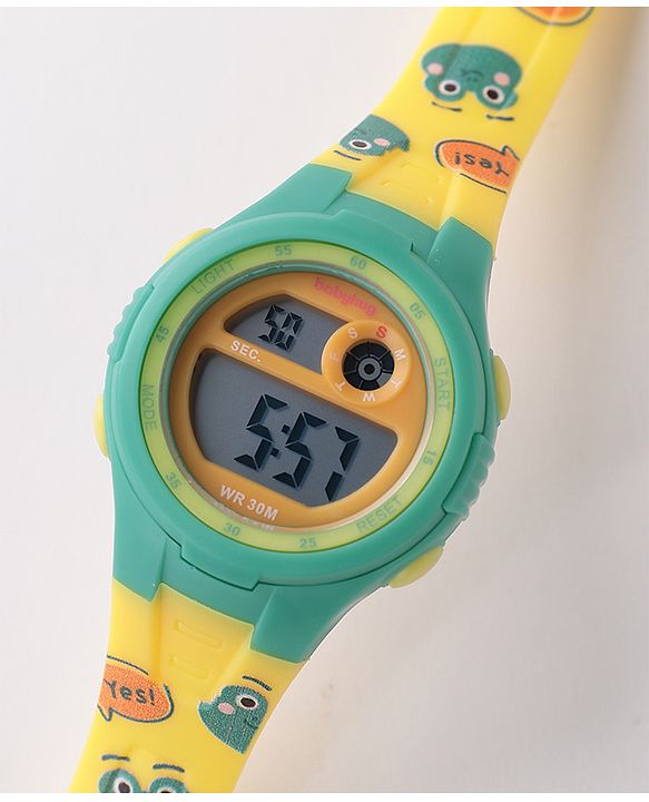 Babyhug Frog Printed Digital Watch -  Yellow