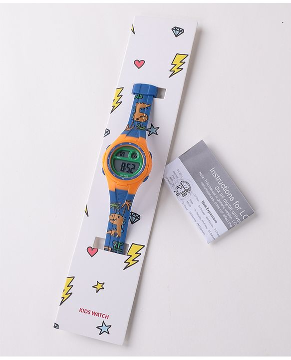 Babyhug Diano Saur Printed  Digital Watch - Blue & Yellow