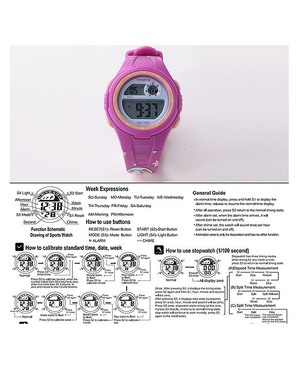 Babyhug Kitty Designed Digital Watch -  Purple