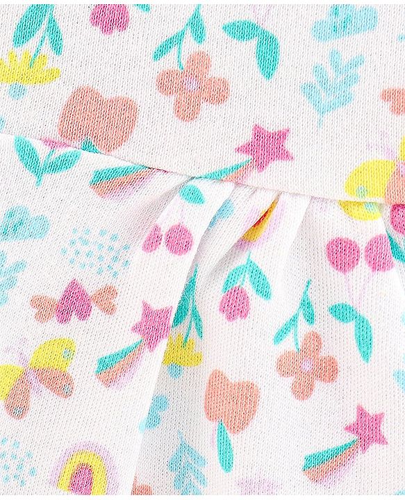 Babyhug 100% Cotton Short Sleeves Frock Floral Print - White