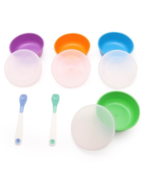 Babyhug Feeding Bowl With Lid & Spoon Pack of 4 - Multicolour