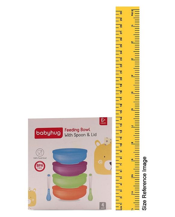 Babyhug Feeding Bowl With Lid & Spoon Pack of 4 - Multicolour